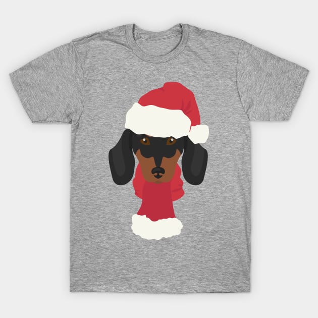 Dachshund Christmas Dog T-Shirt by JunkyDotCom